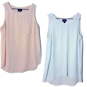 Lot of 2 Tank Tops Mossimo Pink & Blue SP Polyester Feminine Flowing.
